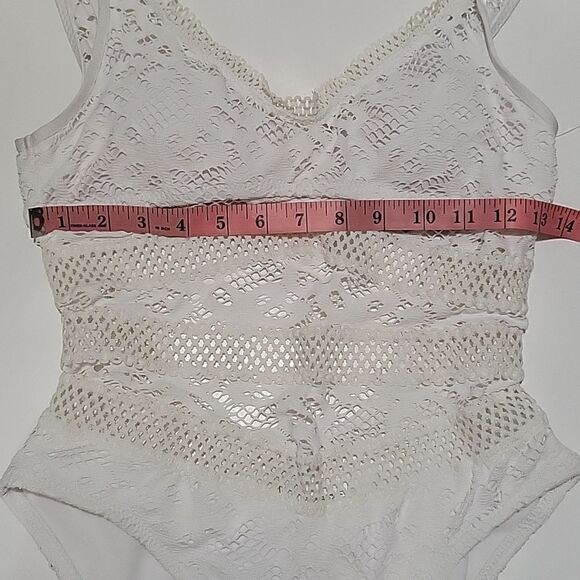 Becca by Rebecca Virtue White Captured Crochet One-Piece Swimsuit - Picture 15 of 16